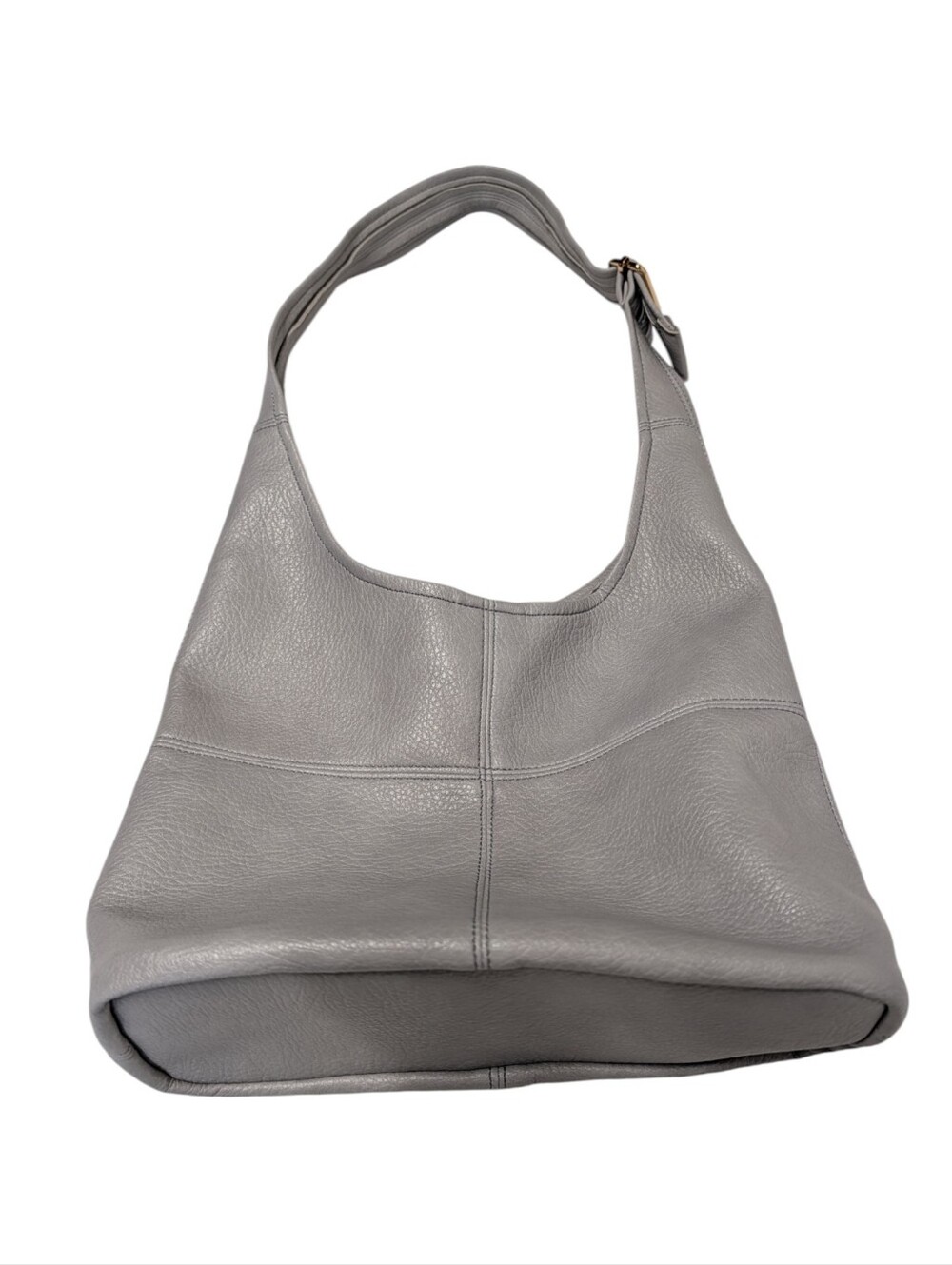 Gray Faux Leather Hobo Bag Shoulder Purse Adjustable Strap Slouchy Pebbled PU - Picture 3 of 9